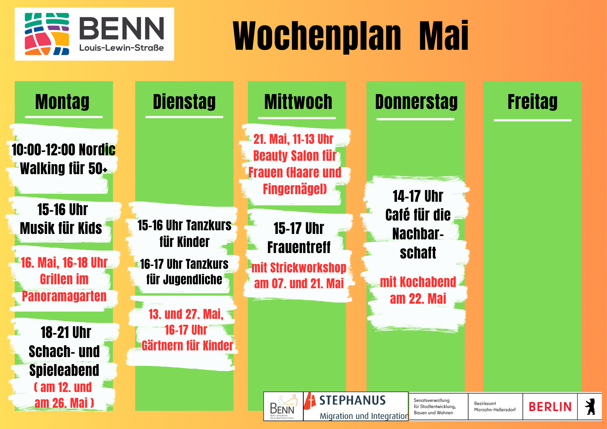 BENN im Mai mit neuen spannenden Aktivitäten