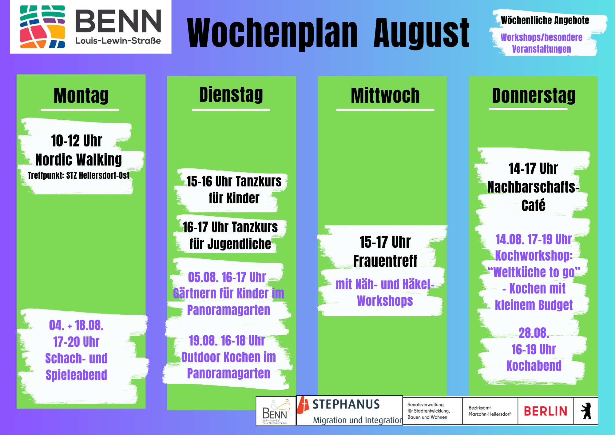 Was ist los bei BENN im August?