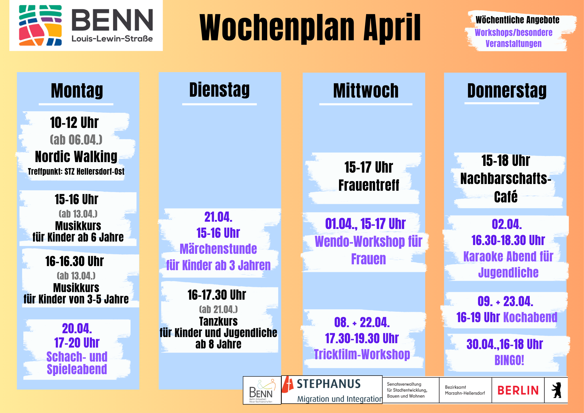 Was ist los bei BENN im April?