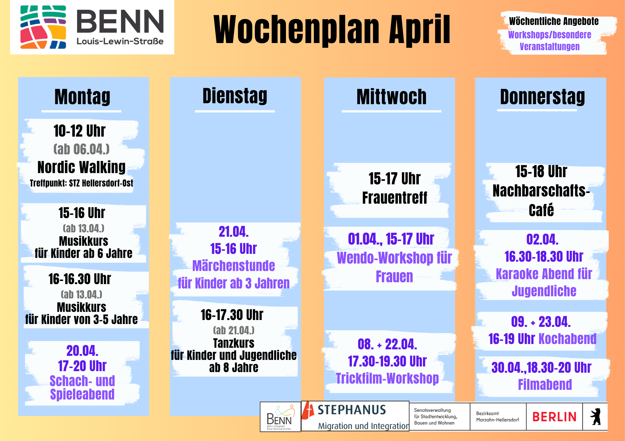 Was ist los bei BENN im April?