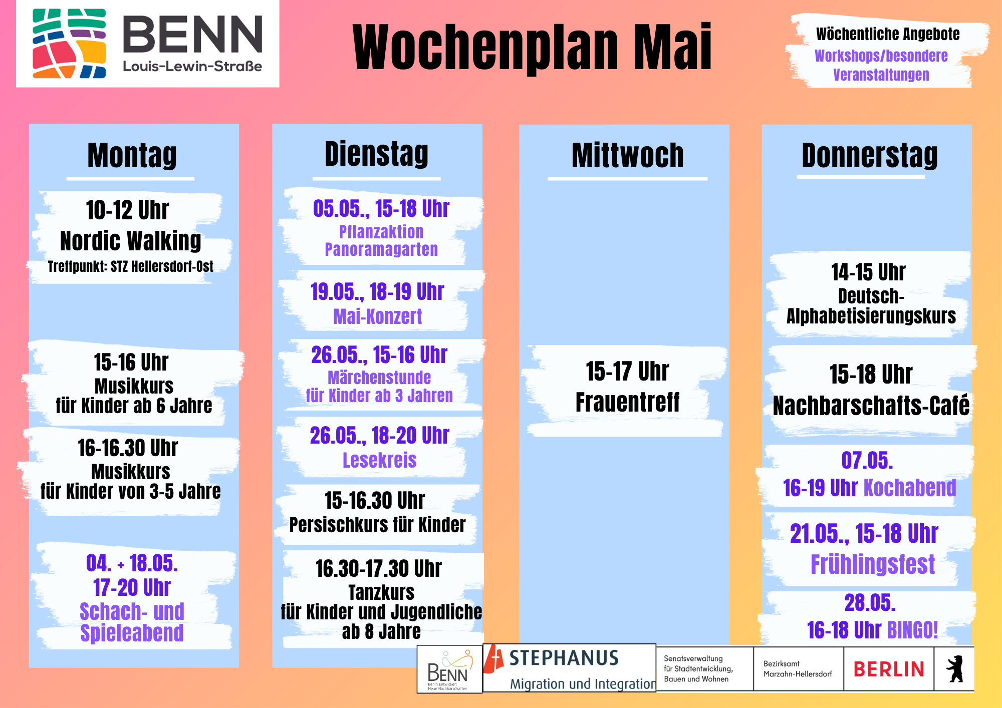 Was ist los bei BENN im Mai?